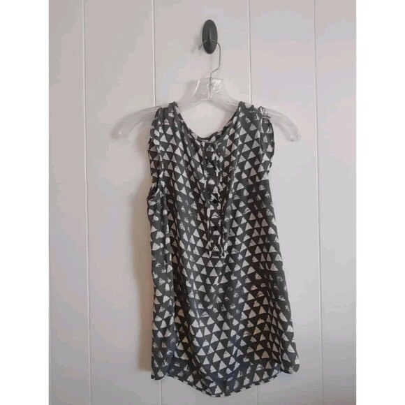 Ann Taylor Loft | Grey White Geometric Flowy Business Casual Blouse Size Small - Picture 1 of 5